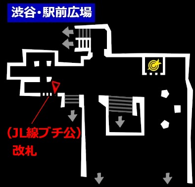 澀谷站前廣場:由地圖左側JL線驗票口開啟全區域地圖
