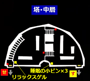 中央塔中層:右眼敵人位置與樓梯せ